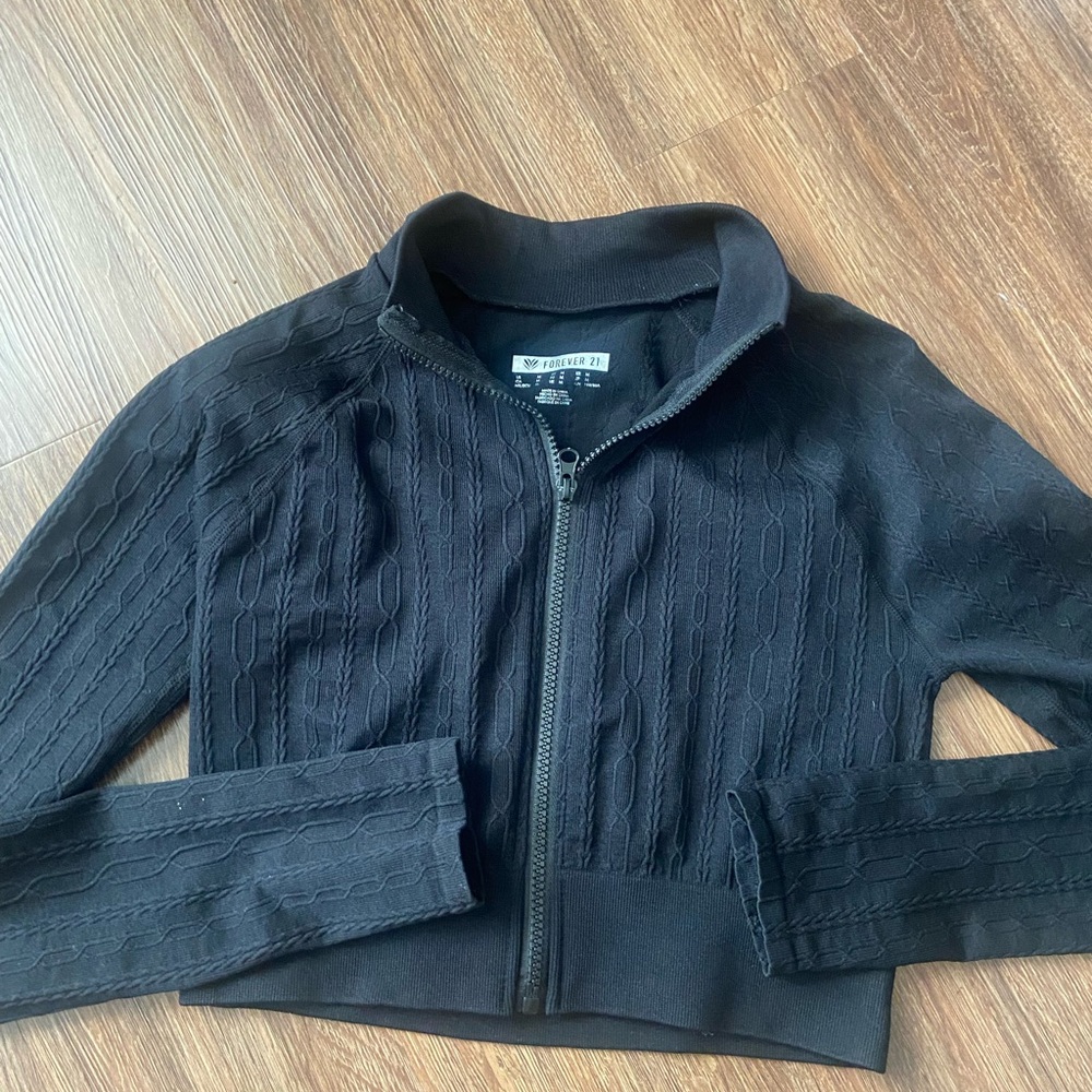 F21 cropped zip up jacket